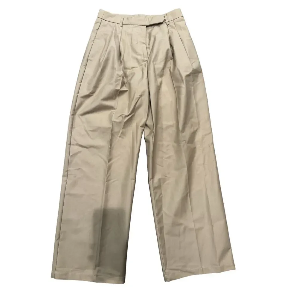 Commense Dress Pants Womens Medium Beige Polyester Pleated Business NWT